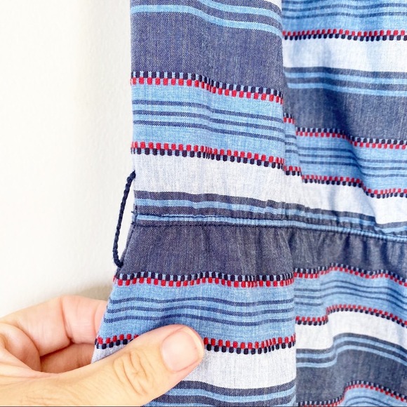 Letarte Blue Chambray Striped Off Shoulder Ruffle Sundress Coverup S - Picture 6 of 8